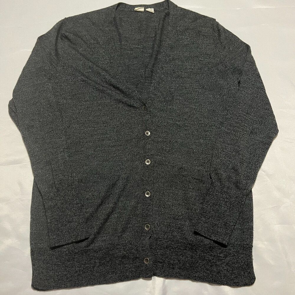 GAP Men's Extra Fine Merino Wool Cardigan Sweater XL Gray Button Up V-Neck